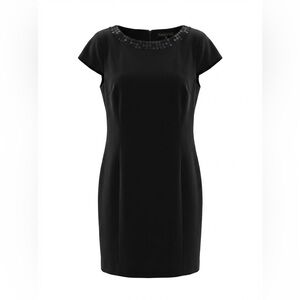 Preston & York Black Mini Dress with Embellished Neckline